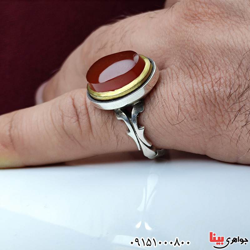انگشتر عقیق یمنی مردانه خوشرنگ _کد:32172