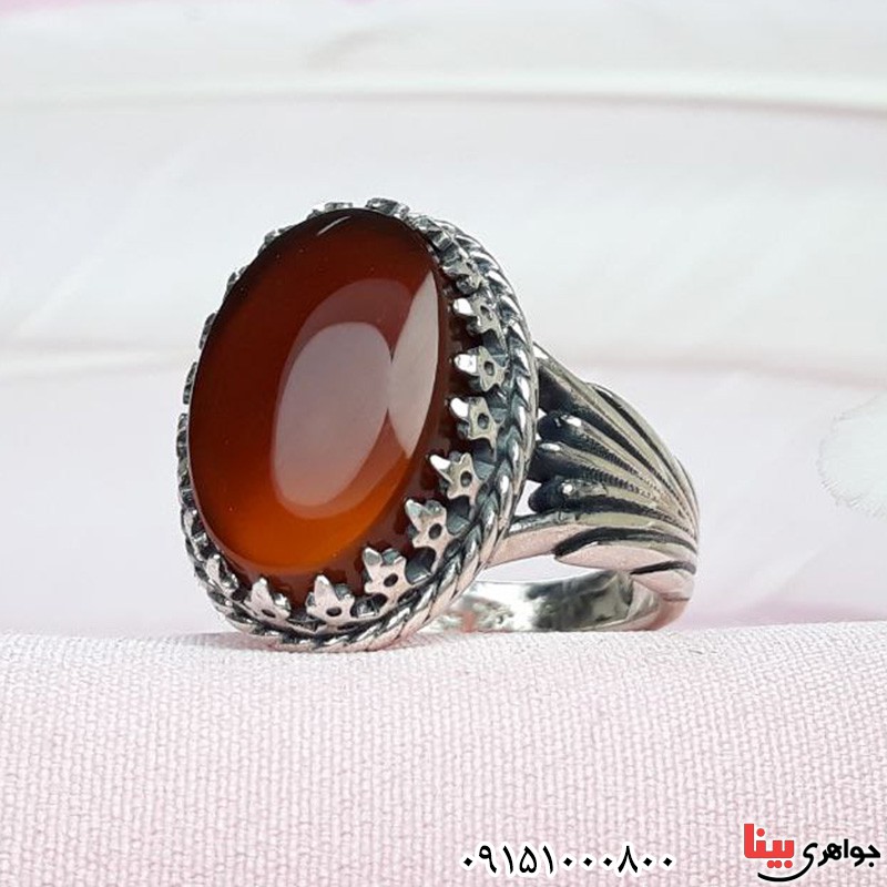 انگشتر عقیق یمنی کبدی عالی و خوشرنگ _کد:32216
