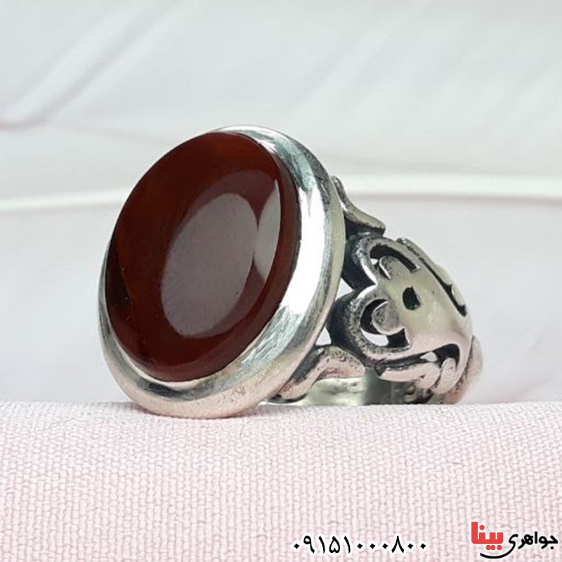 انگشتر عقیق یمنی کبدی مردانه خوشرنگ _کد:32223