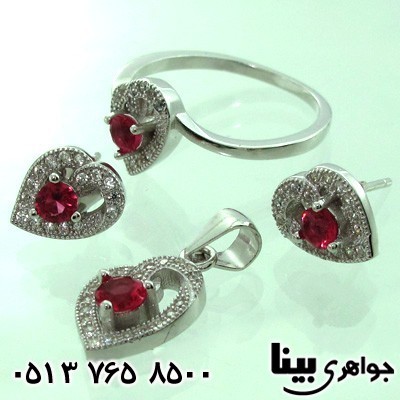 سرویس ابسیدین زنانه قلب نگین قرمز