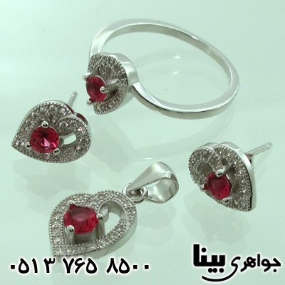 سرویس ابسیدین زنانه قلب نگین قرمز