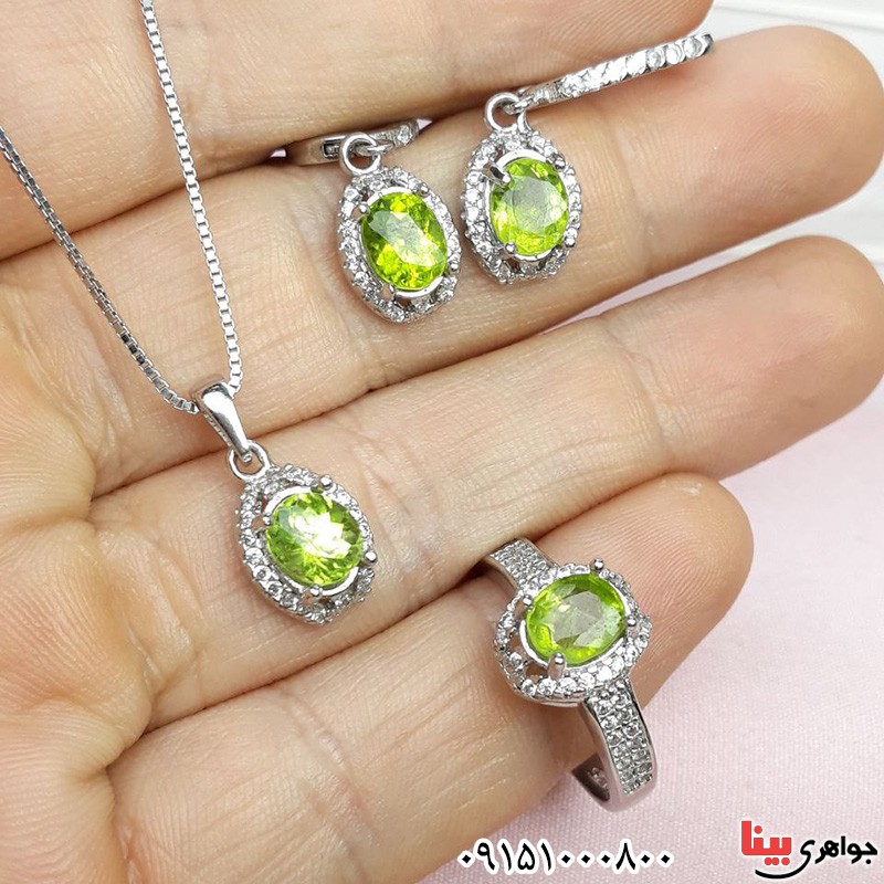 سرویس زبرجد رودیوم زنانه خاص و زیبا _کد:32268