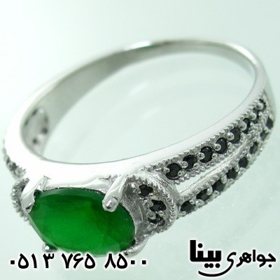 انگشتر ابسیدین زنانه بیضی سبز نگین