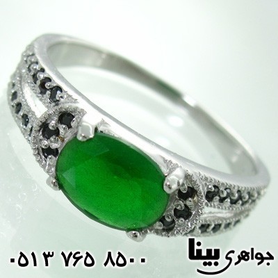انگشتر ابسیدین زنانه بیضی سبز نگین
