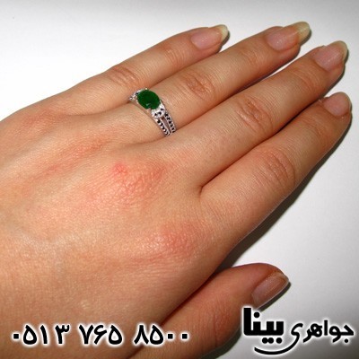 انگشتر ابسیدین زنانه بیضی سبز نگین