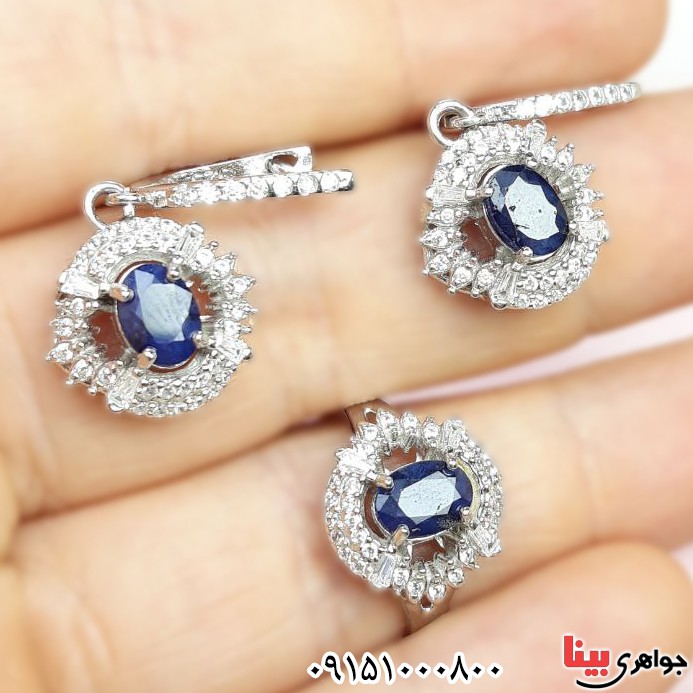 سرویس یاقوت کبود رودیوم فاخر خوشرنگ زنانه _کد:32330