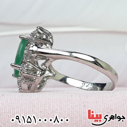 انگشتر زمرد رودیوم خاص و خوشرنگ زنانه _کد:32339