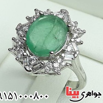 انگشتر زمرد رودیوم خاص و خوشرنگ زنانه _کد:32339