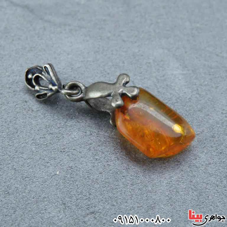 گردنبند کهربا لهستانی نقره بسیار زیبا و شیک _کد:32417