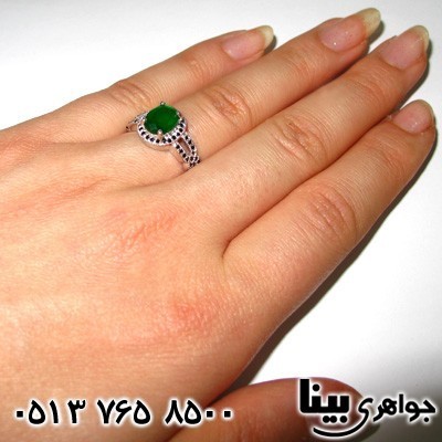 انگشتر ابسیدین زنانه نگین سبز چهارچنگ