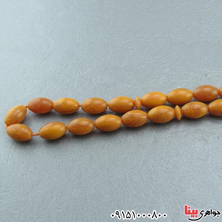 تسبیح کهربا 33 دانه ای درشت بسیار زیبا _کد:32487