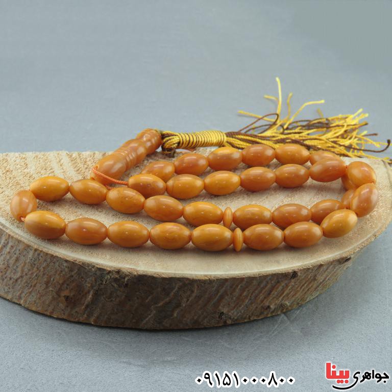 تسبیح کهربا 33 دانه ای درشت بسیار زیبا _کد:32487