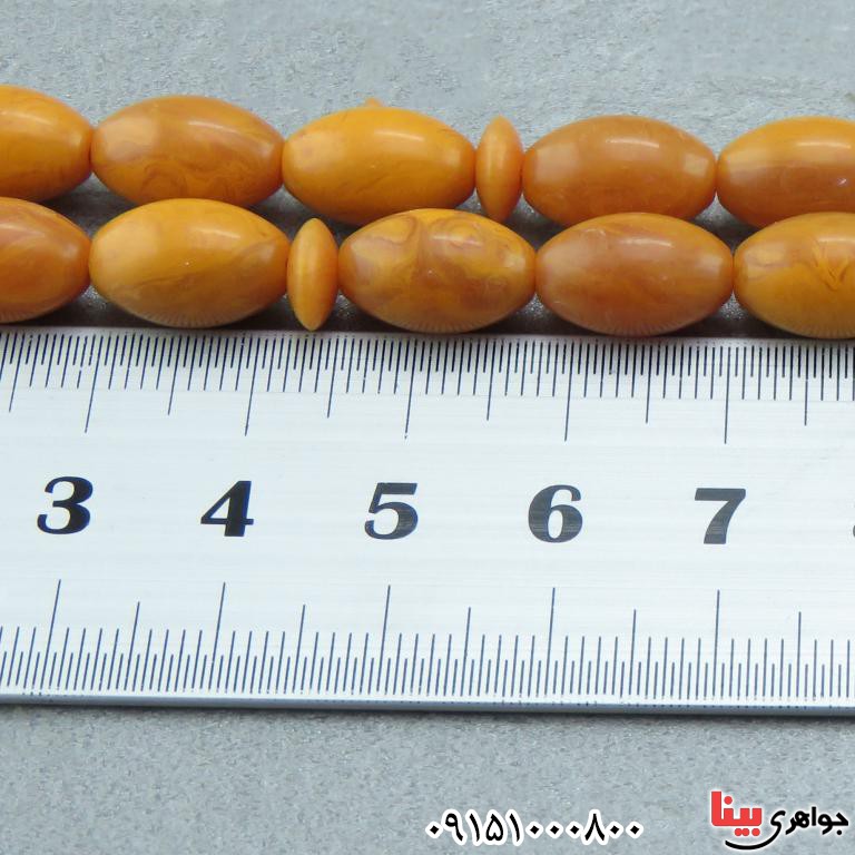 تسبیح کهربا 33 دانه ای درشت بسیار زیبا _کد:32487