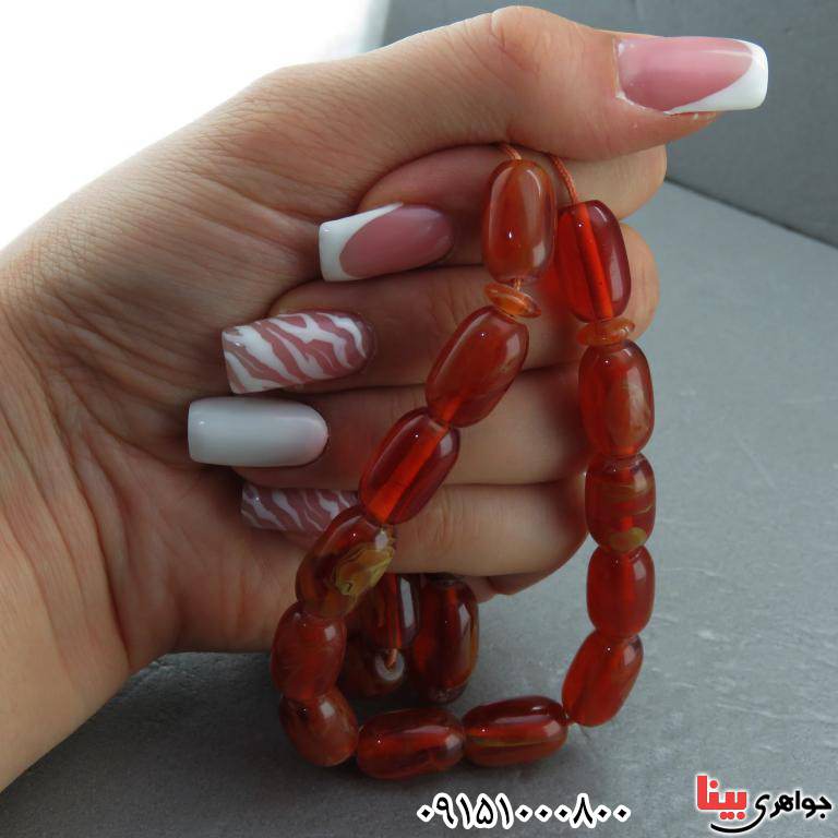 تسبیح کهربا 33 دانه ای درشت بسیار خوشرنگ _کد:32491