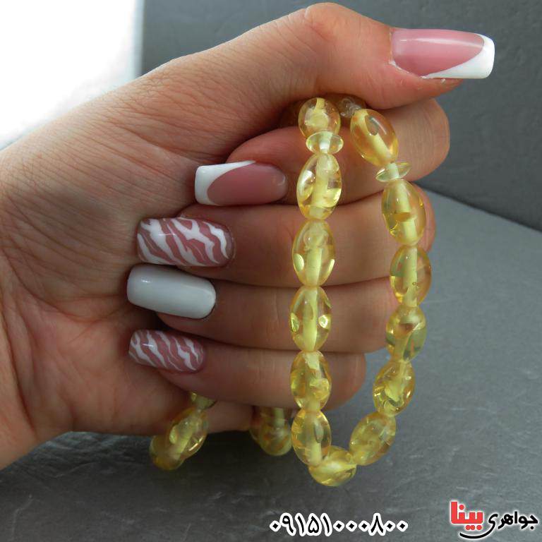 تسبیح کهربا 33 دانه ای درشت بسیار زیبا _کد:32495