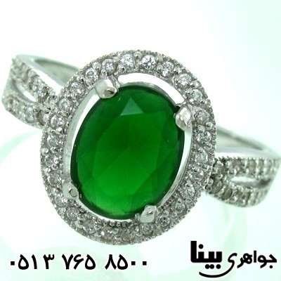 انگشتر ابسیدین زنانه نگین چهارچنگ نگین سبز