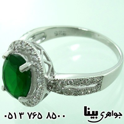 انگشتر ابسیدین زنانه نگین چهارچنگ نگین سبز