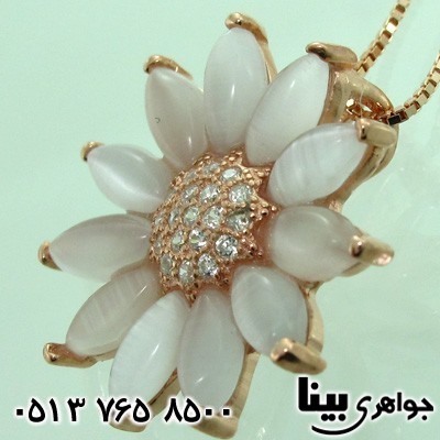 گردنبند سنگ ماه (مون استون) طرح گل