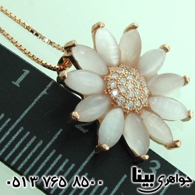 گردنبند سنگ ماه (مون استون) طرح گل