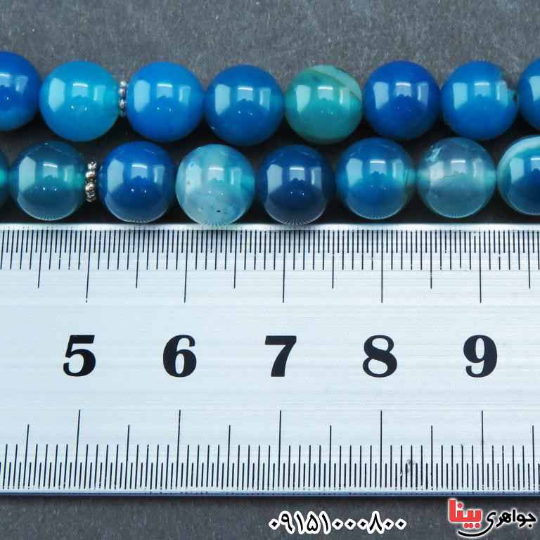تسبیح عقیق آبی 33 دانه ای سنگین بسیار خوشرنگ _کد:32644