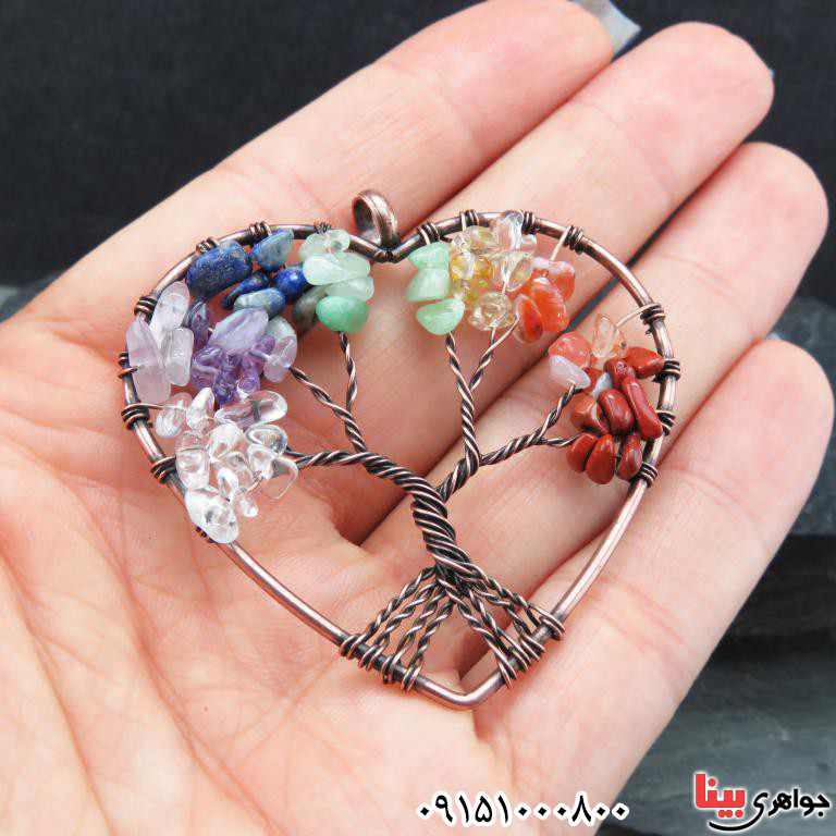 گردنبند چند جواهر چند جواهر سنگ درمانی طرح قلب _کد:32703