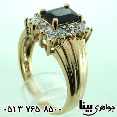 انگشتر یاقوت کبود زنانه مستطیلی کلاسیک
