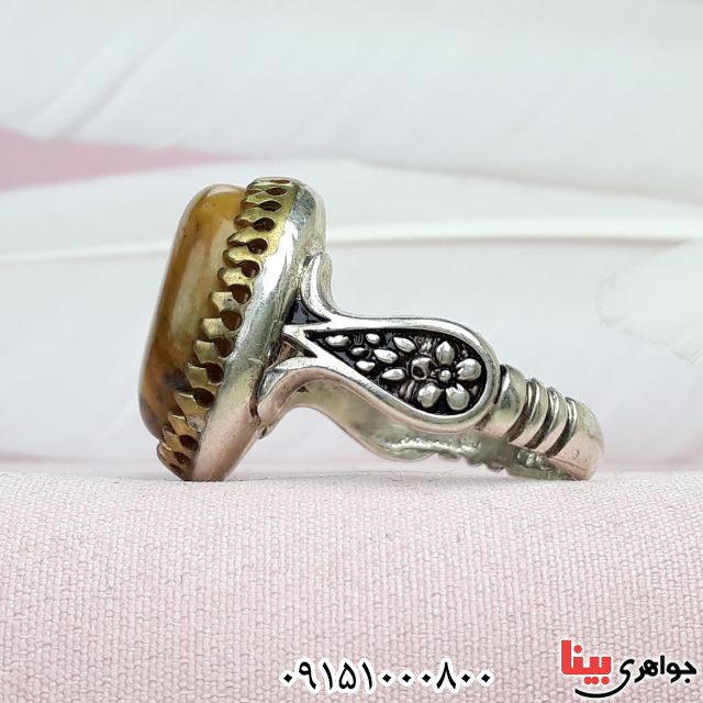 انگشتر چشم ببر بسیار زیبا و خوشرنگ مردانه _کد:32821