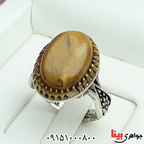 انگشتر چشم ببر بسیار زیبا و خوشرنگ مردانه _کد:32821