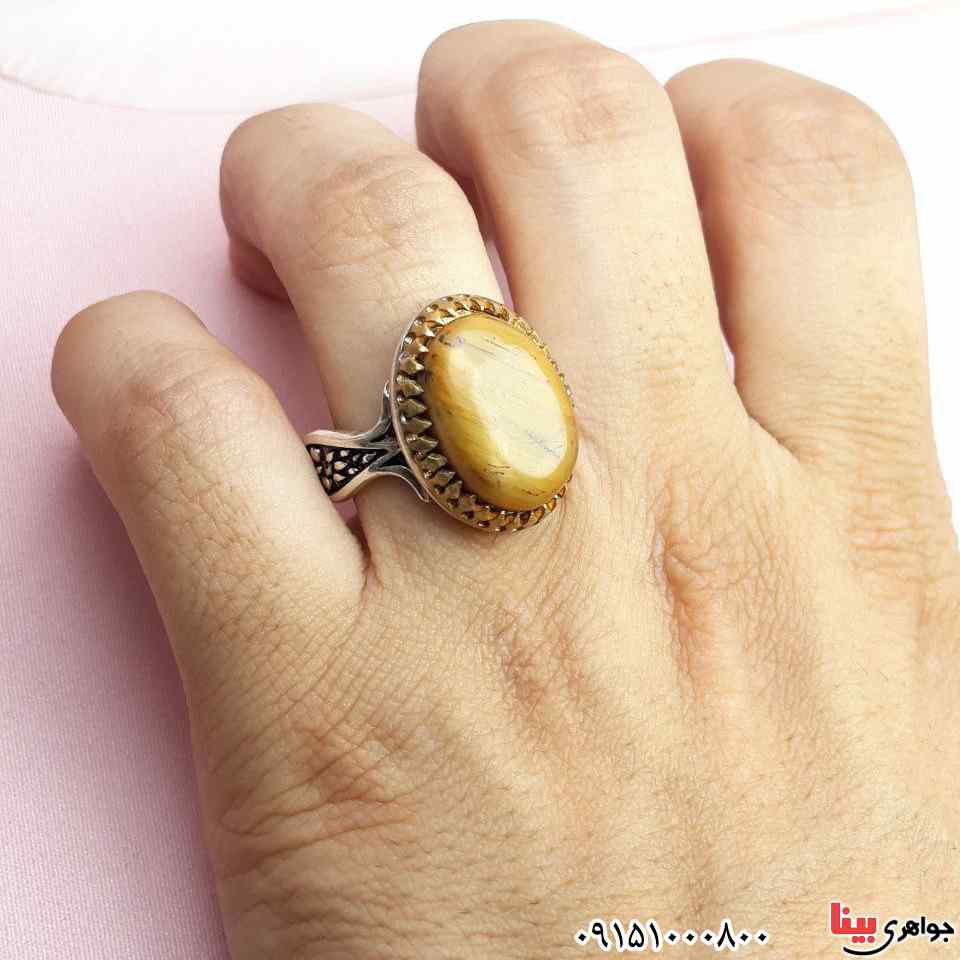 انگشتر چشم ببر بسیار زیبا و خوشرنگ مردانه _کد:32821