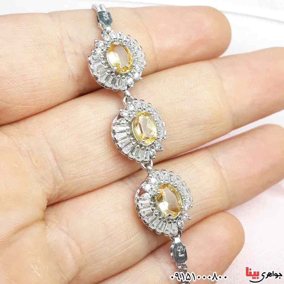 دستبند سیترین رودیوم بسیار زیبا و شیک زنانه _کد:32823