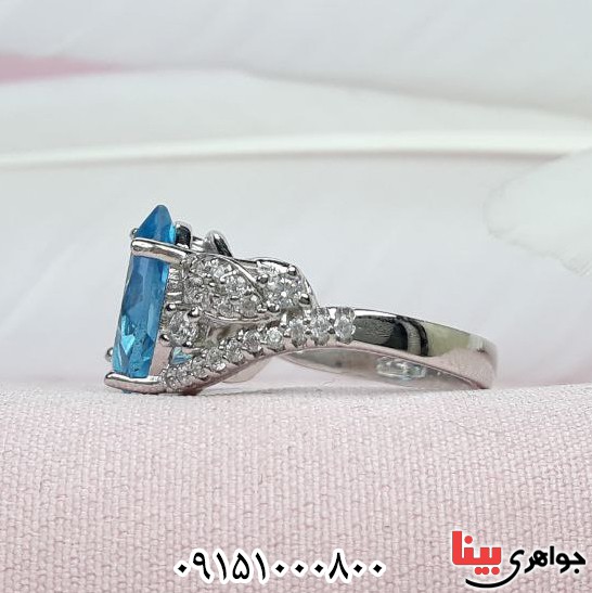 انگشتر توپاز رودیوم خاص و خوشرنگ زنانه _کد:32824