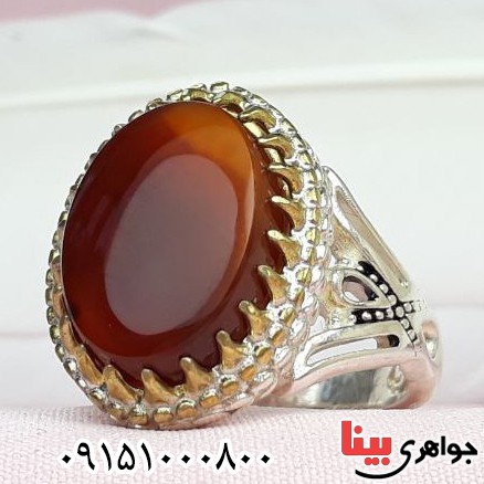 انگشتر عقیق یمنی سرخ بسیار زیبا و خوشرنگ مردانه _کد:32837