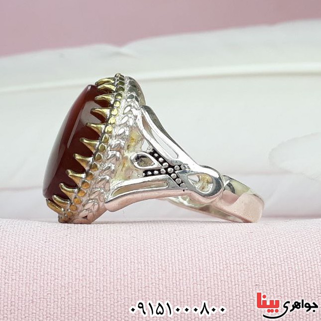 انگشتر عقیق یمنی سرخ بسیار زیبا و خوشرنگ مردانه _کد:32837