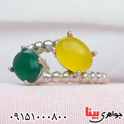 انگشتر چند جواهر با حکاکی و من یتق الله بسیار زیبا _کد:32852