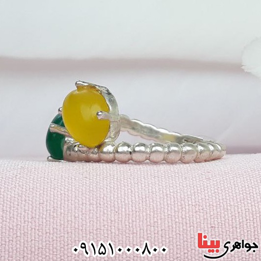انگشتر چند جواهر با حکاکی و من یتق الله بسیار زیبا _کد:32852