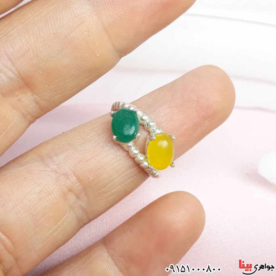 انگشتر چند جواهر با حکاکی و من یتق الله بسیار زیبا _کد:32852