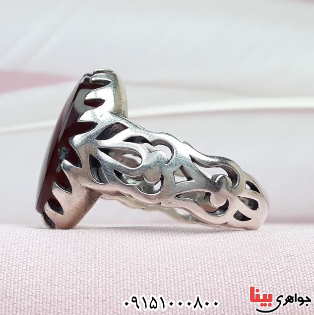انگشتر عقیق یمنی کبدی بسیار خوشرنگ و زیبا _کد:32855