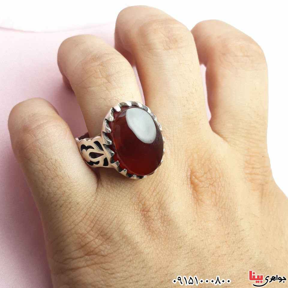انگشتر عقیق یمنی کبدی بسیار خوشرنگ و زیبا _کد:32855