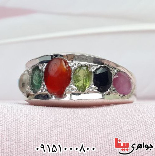 انگشتر چند جواهر دست ساز بسیار زیبا و خاص _کد:32857