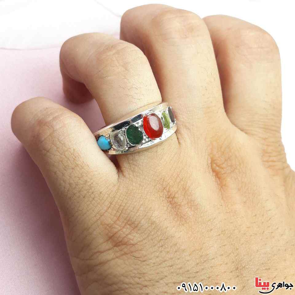 انگشتر چند جواهر دست ساز بسیار زیبا و خاص _کد:32857