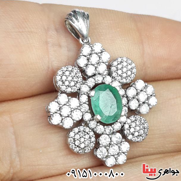 گردنبند زمرد رودیوم بسیار زیبا و شیک زنانه گردنبند زمرد رودیوم بسیار زیبا و شیک زنانه
