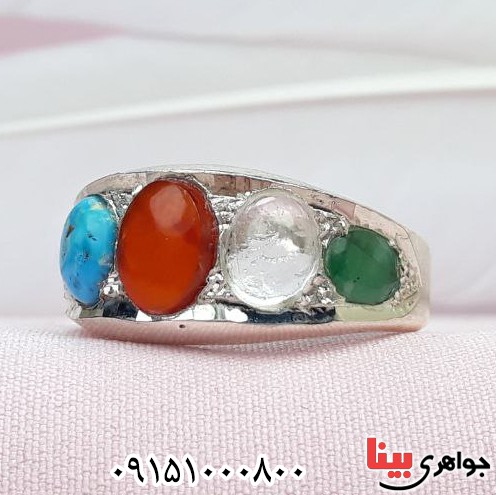 انگشتر چند جواهر دست ساز خاص و زیبا مردانه _کد:32865
