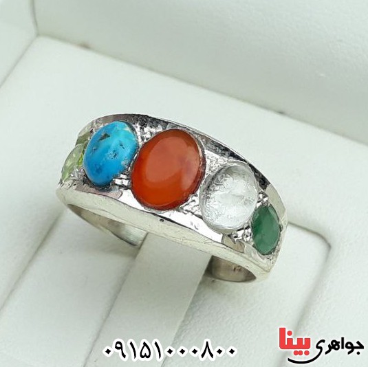 انگشتر چند جواهر دست ساز خاص و زیبا مردانه _کد:32865