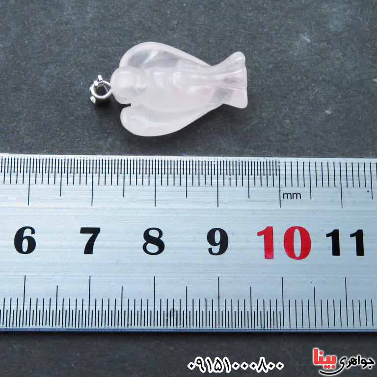 گردنبند رز کوارتز طرح فرشته بسیار خاص و خوشرنگ زنانه _کد:32891
