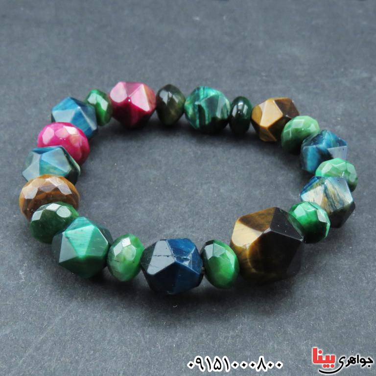 دستبند چشم ببر میکس چاکرا درمانی شیک و خوشرنگ _کد:32944 دستبند چشم ببر میکس چاکرا درمانی شیک و خوشرنگ _کد:32944