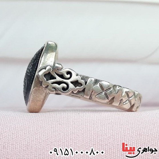 انگشتر حدید خطی با حکاکی هفت جلاله زیبا _کد:32956