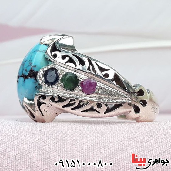 انگشتر چند جواهر فاخر و درشت دست ساز بسیار زیبا _کد:32982