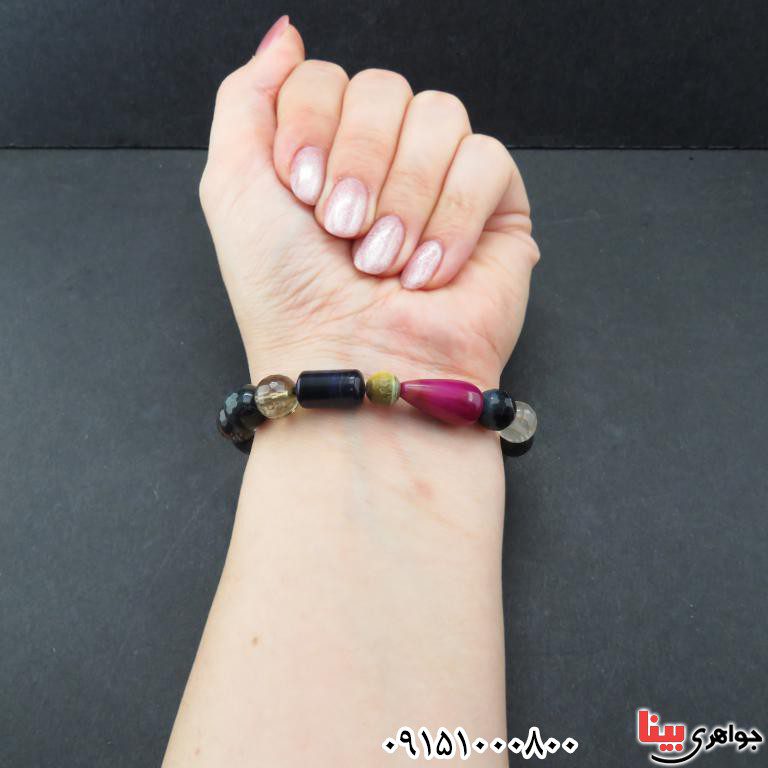 دستبند چشم ببر میکس درشت چاکرا درمانی و زیبا _کد:32989 دستبند چشم ببر میکس درشت چاکرا درمانی و زیبا _کد:32989