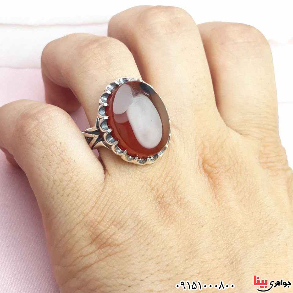 انگشتر عقیق یمنی کبدی بسیار خاص و زیبا _کد:33014