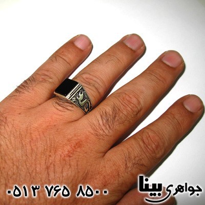 انگشتر عقیق سیاه (اونیکس) مردانه یا علی